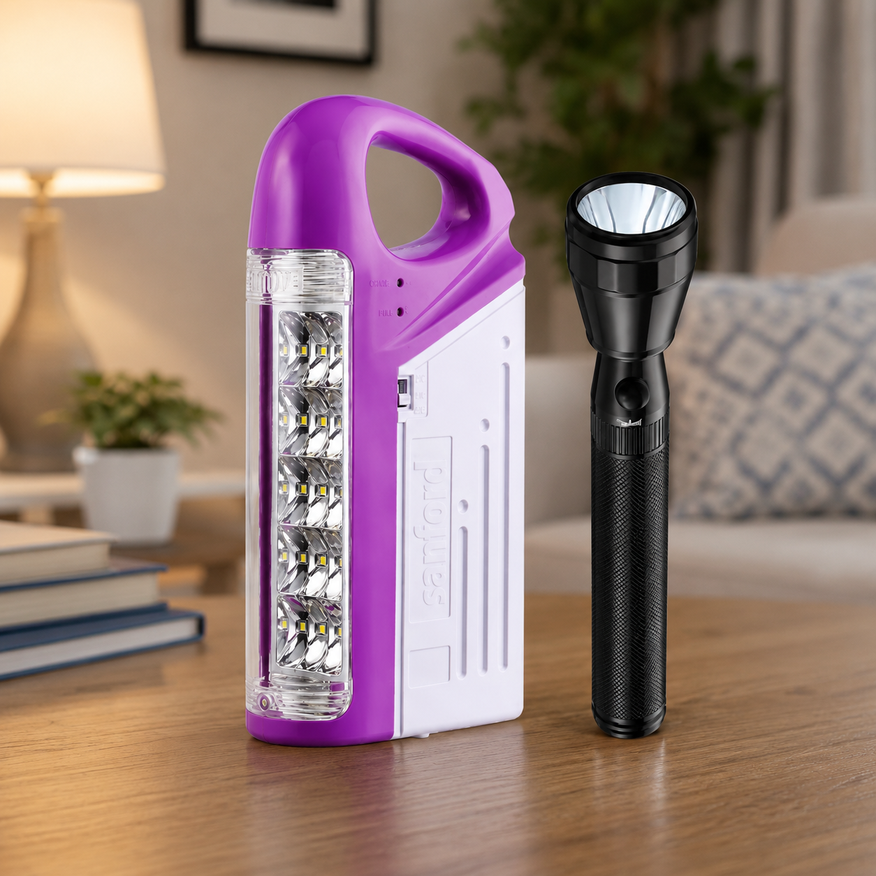 sanford Rechargeable LED Emergency Lantern 2-in-1 Combo | USB Charging | 1200m Flashlight | SF6151SEC