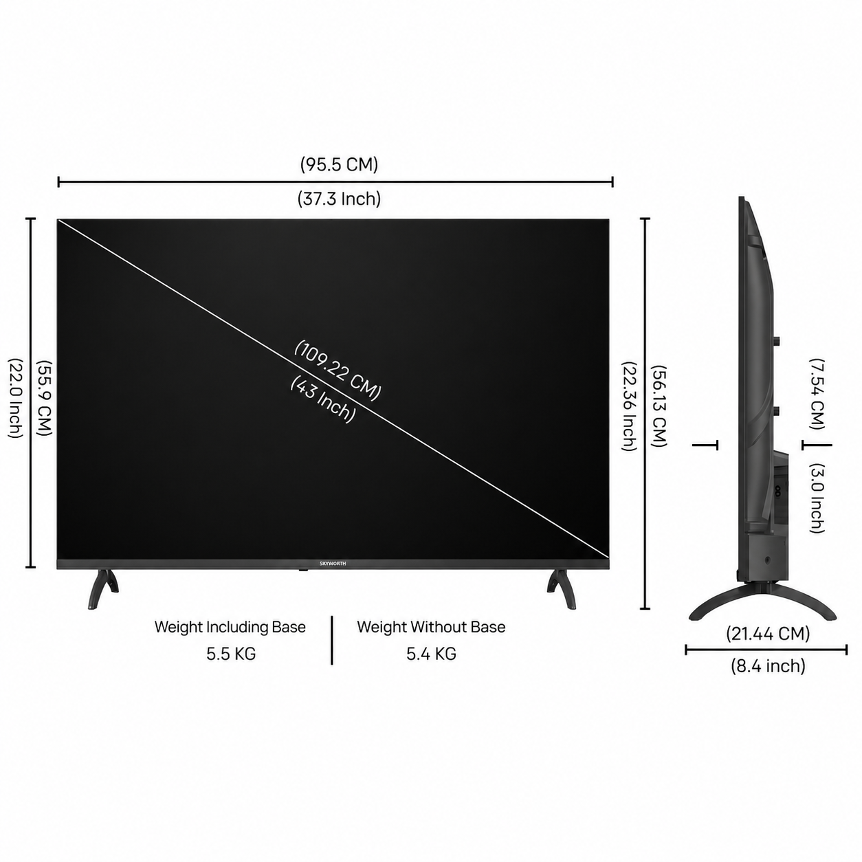 Skyworth 43E5000G Coolita 43-Inch Full HD Smart TV | 60Hz | Smart Features | Eye Care TV