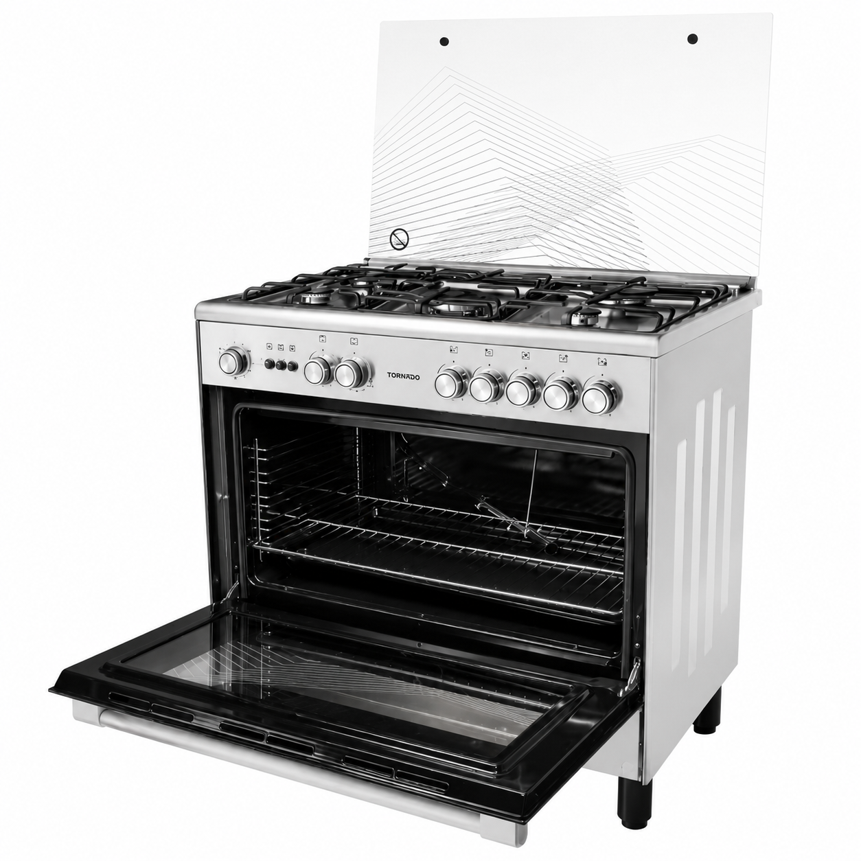 TORNADO 9T10BRC1X01SG 90×60cm Freestanding Gas Cooker | 5 Italian Sabaf Burners | Full Safety | Stainless Steel