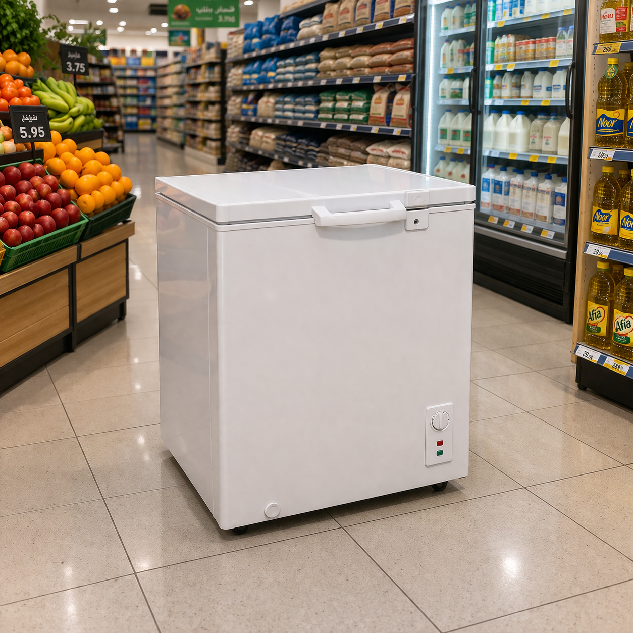 Akai 137L Chest Freezer ACF-205K – Fast Freeze, Manual Defrost, Knob Control, White