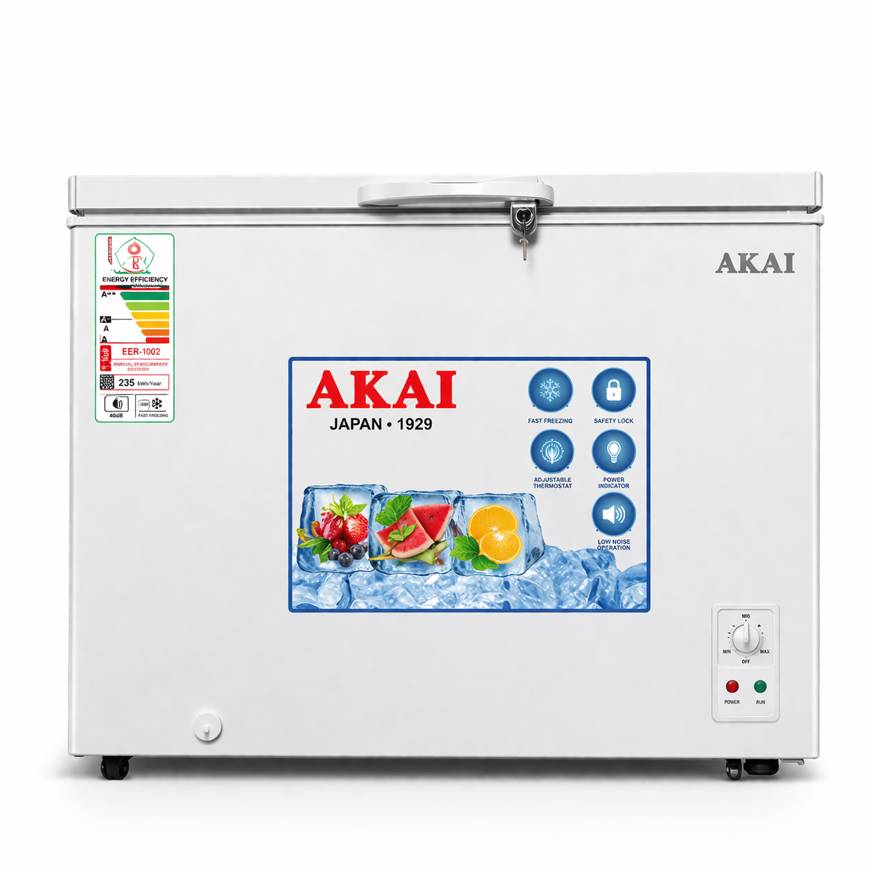 Akai 295L Chest Freezer ACF-400K – Fast Freeze, Child Lock, Manual Control, Galaxy White