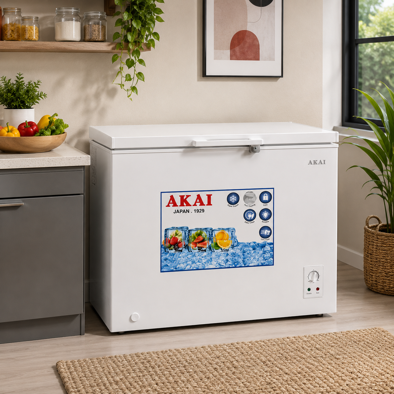 Akai ACF-650KS 397L Chest Freezer | Digital Inverter Compressor | Fast Freeze | Child Lock | Silver