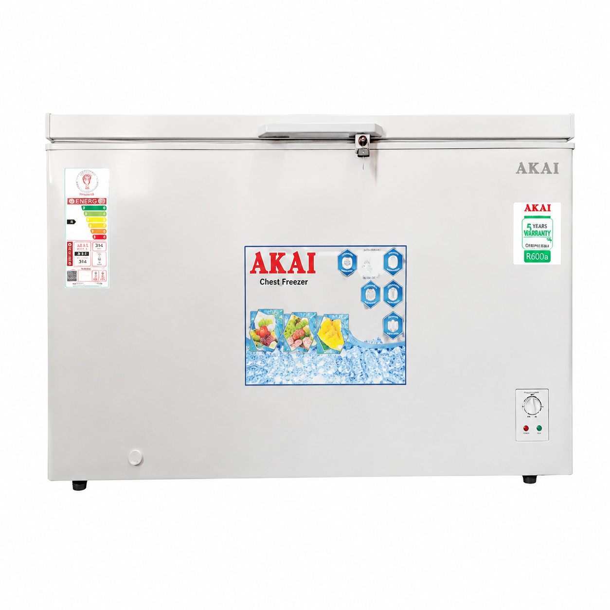 AKAI ACF-700K 464L Inverter Chest Freezer | 10-Year Compressor Warranty | White