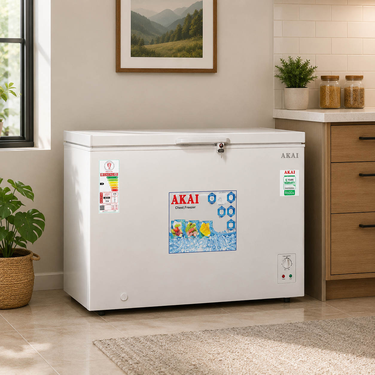 AKAI ACF-700K 464L Inverter Chest Freezer | 10-Year Compressor Warranty | White