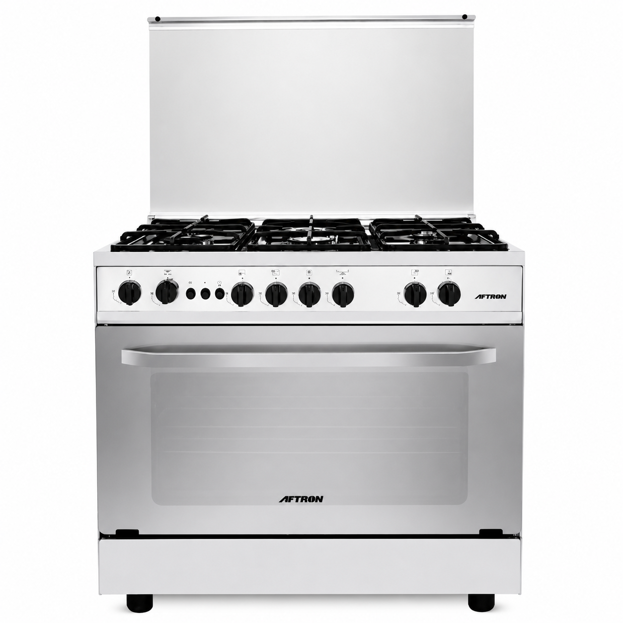 Aftron 90×60cm 5 Burner Gas Cooker with Grill | Full Safety | Silver | AFGR9060FESD
