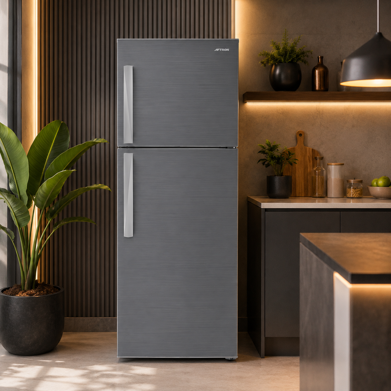 AFTRON Double Door Refrigerator 325L Gross / 276L Net | No Frost | Grey | AFR325FSINV