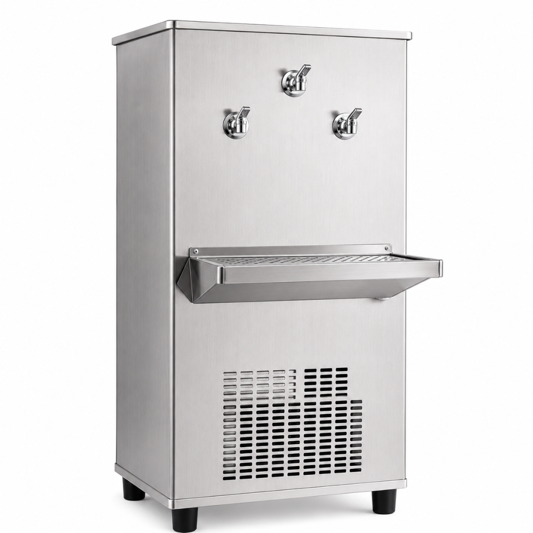 AQUA STAR 25USG T3 (2+1) Commercial Water Cooler | 3 Taps | 34L Storage | Stainless Steel