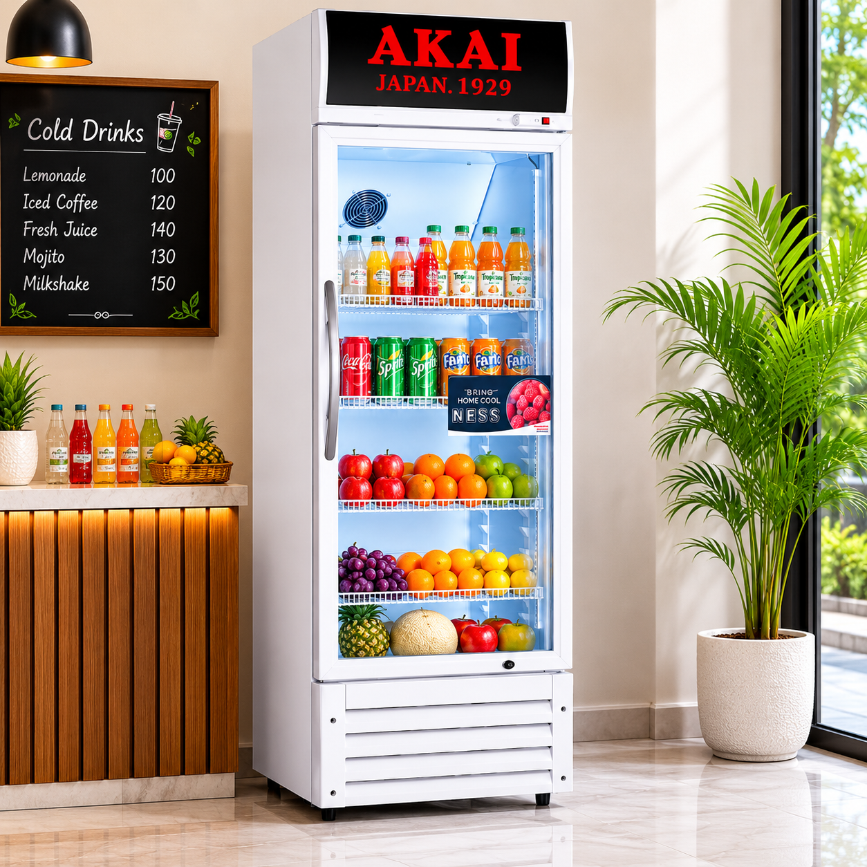 AKAI Showcase Chiller 260L ASC-29Q | Single Glass Door | Direct Cooling | White