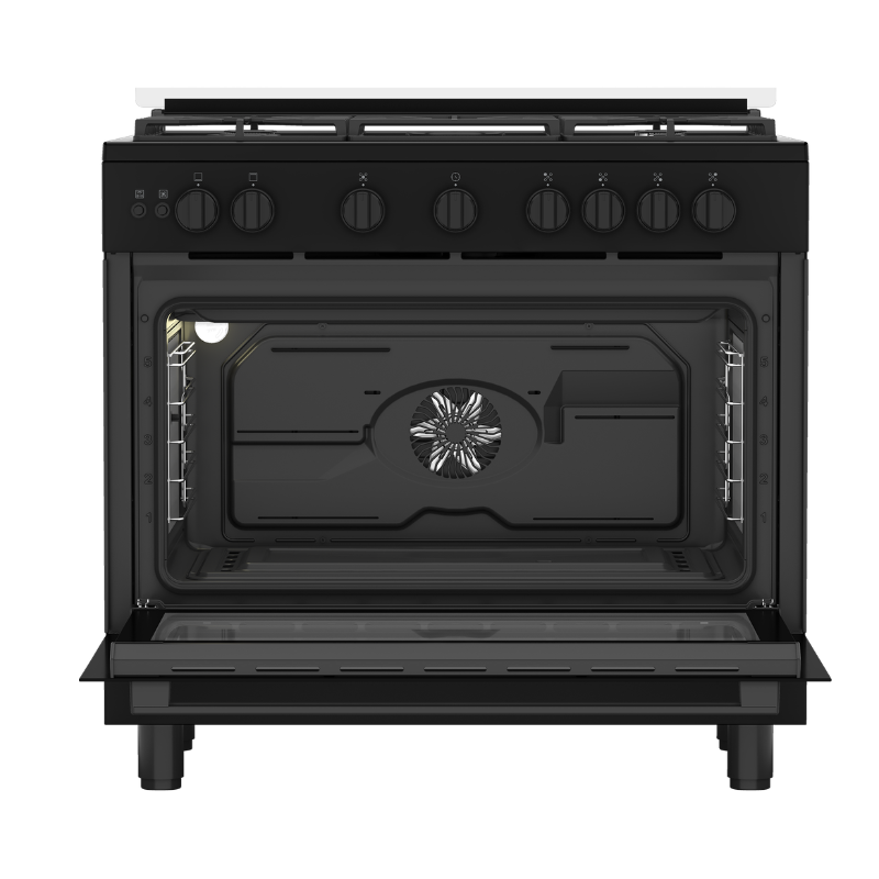 Beko 90x60cm Gas Cooker BGGR11127GBA – 5 Burners, Fan-Assisted Oven, Air Fry, Black