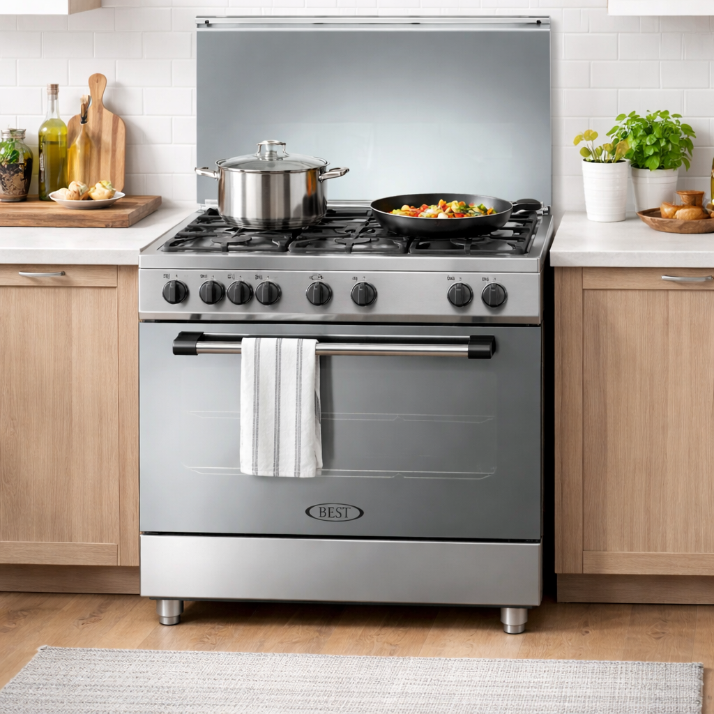 BEST Free Standing Gas Cooker 90×60 BST-9060FSC – 5 Burner Gas Range with Rotisserie