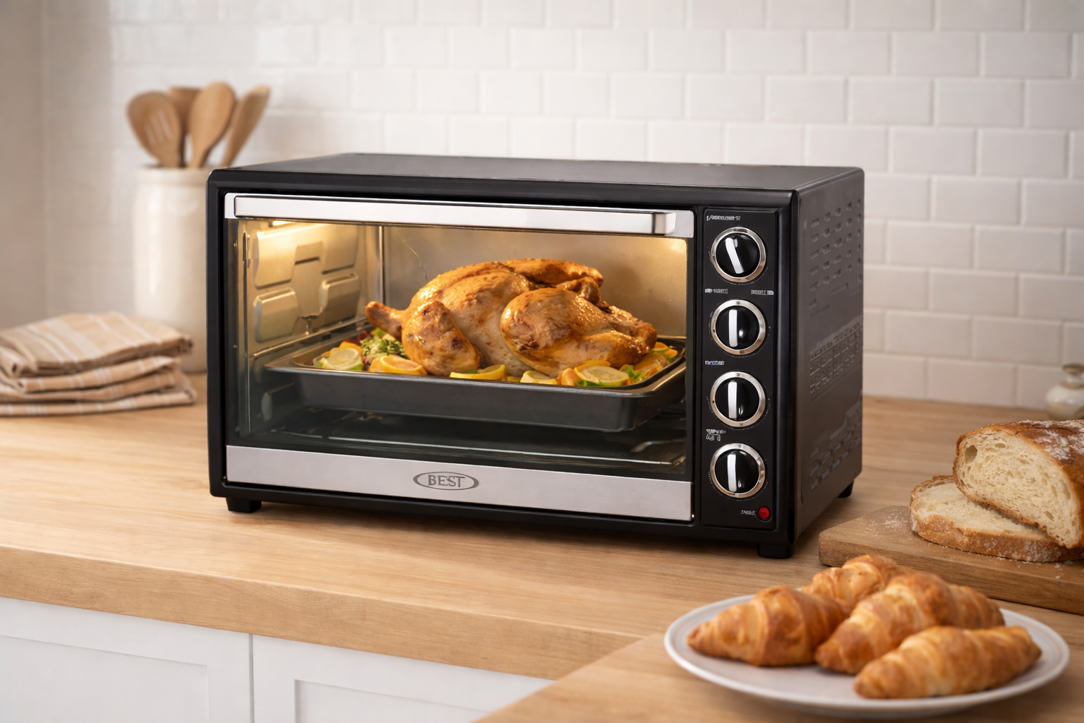 BT-2060CR Electric Oven 60L – 2000W Convection Oven with Rotisserie, Grill & Timer