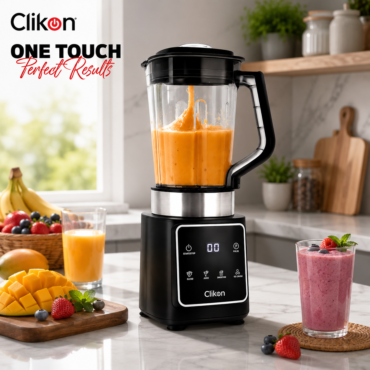Clikon CK1216 Digi Blend Juice Master Blender 1.5L | 900W Digital Control Blender | 4 Stainless Steel Blades