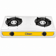 Clikon CK2144 Double Burner Gas Stove | Stainless Steel Body | Auto Piezo Ignition | 2 Burners