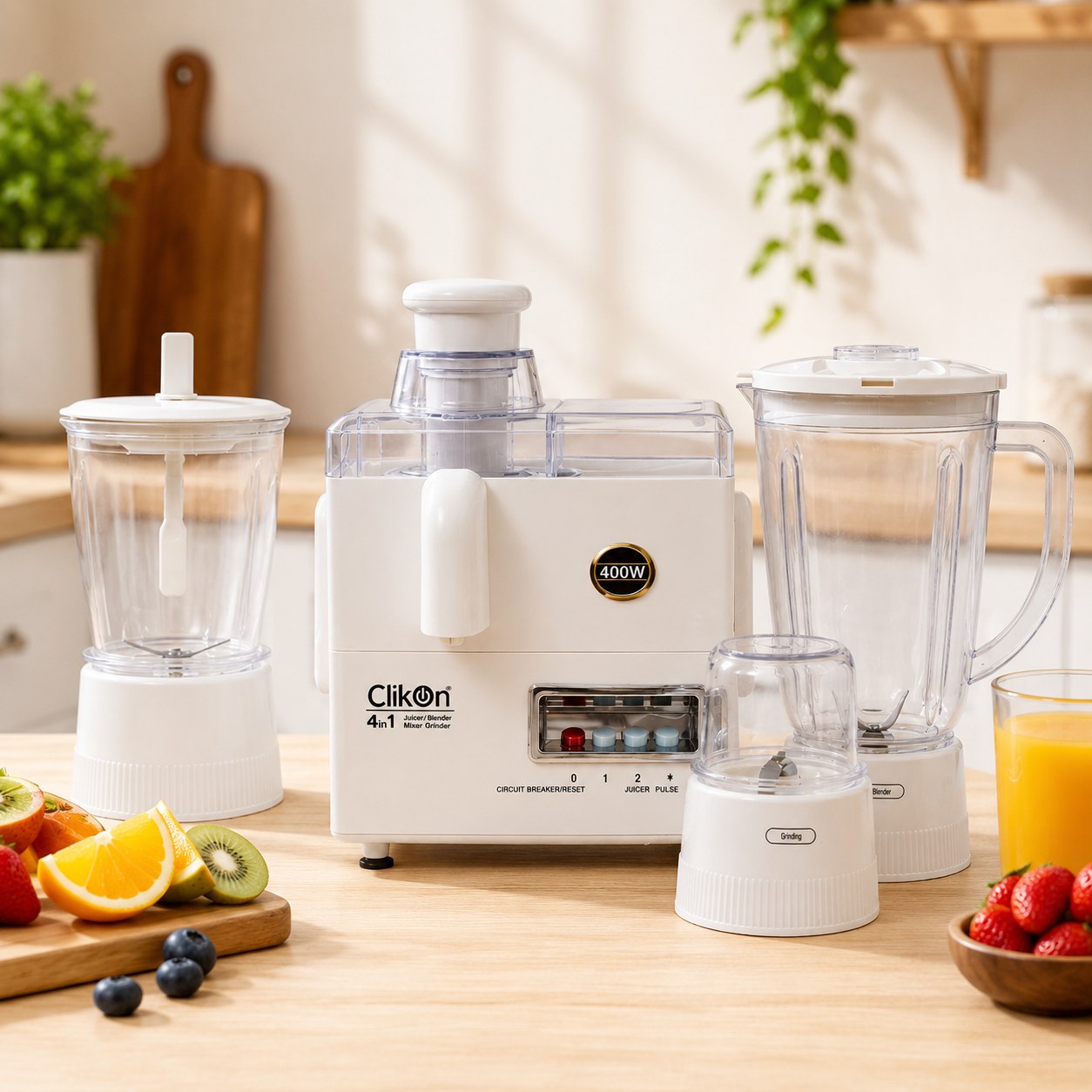Clikon CK2150 4 in 1 Juicer Blender Grinder & Mixer | 600W | 1.7L Blender Jar