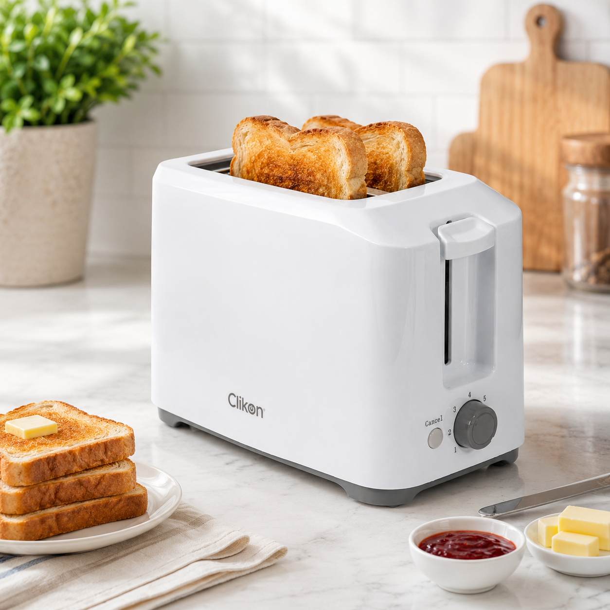 Clikon CK2436 Bread Toaster 2 Slice | 6 Browning Settings | Crumb Tray | 700W