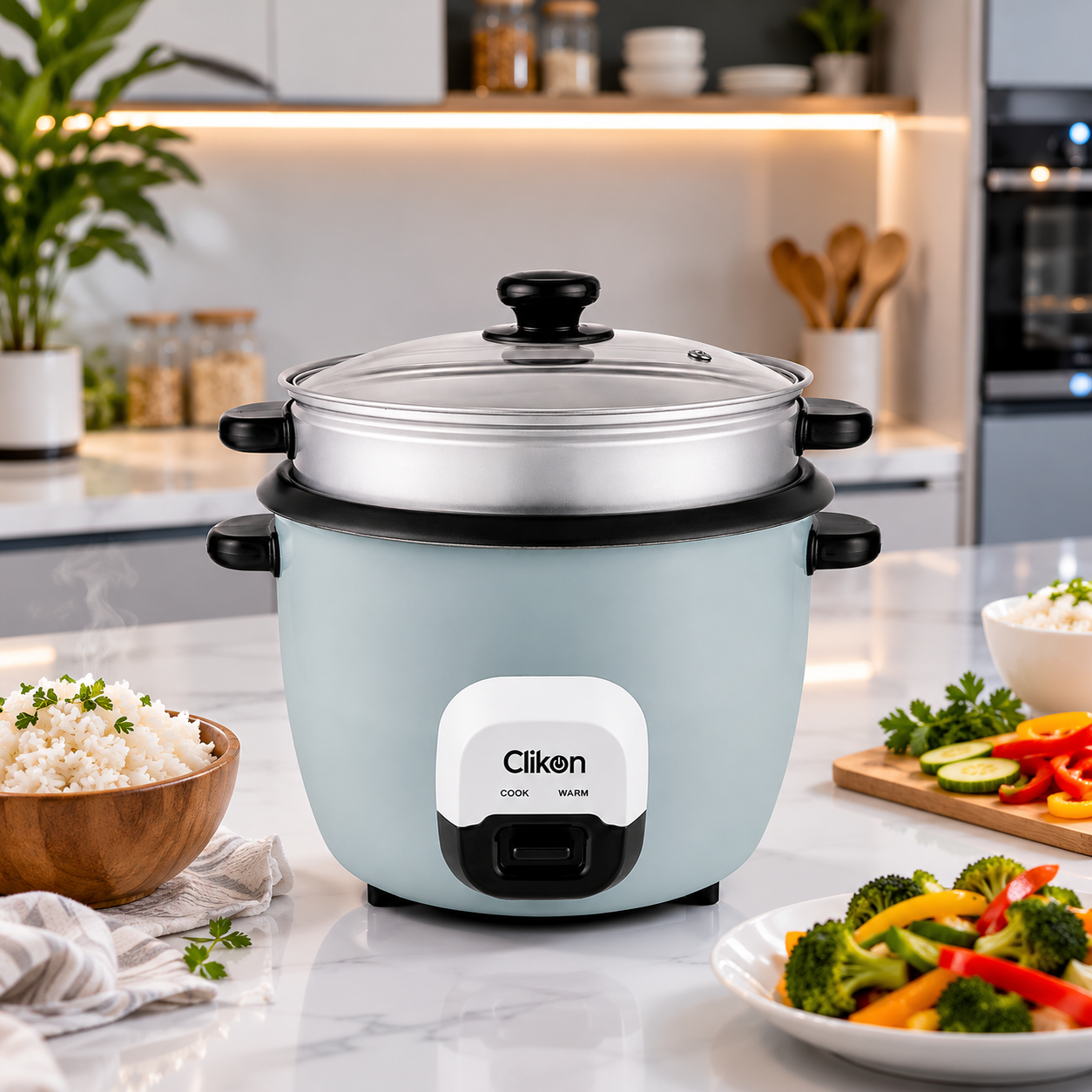 Clikon CK2731 Rice Cooker with Steamer 1.0L | Keep Warm Function | 400W