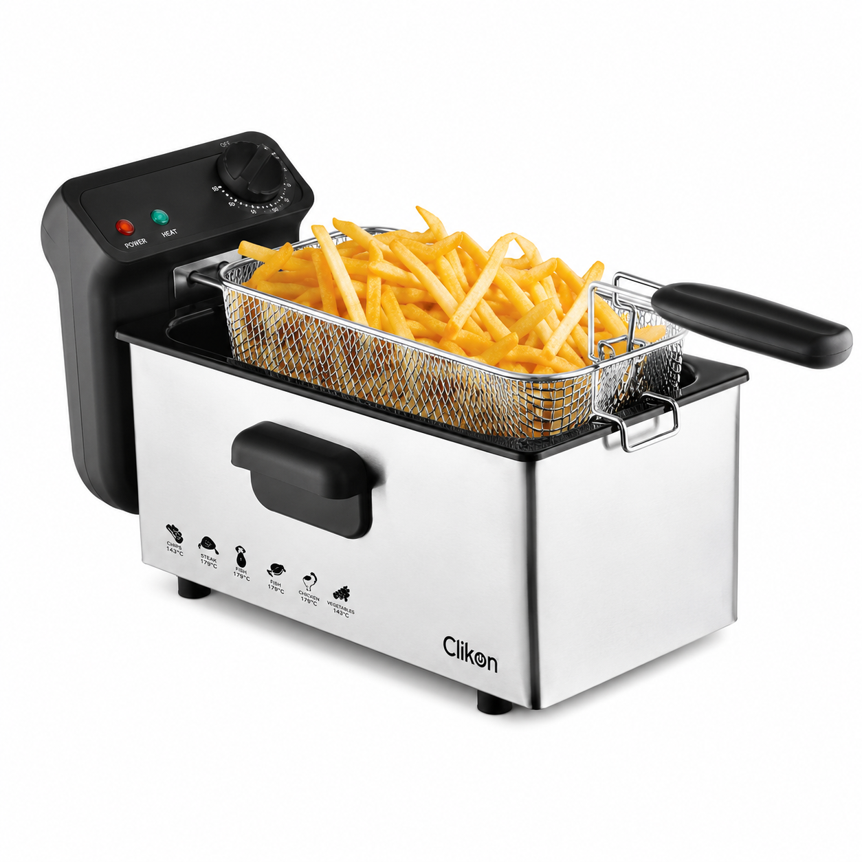 Clikon CK358 Deep Fryer 3L | Stainless Steel Body | Adjustable Temperature Control | 2000W