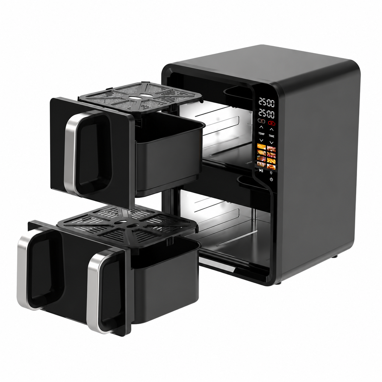 Clikon CK381 Digital AirChef Duo Air Fryer 12L | Dual Basket Air Fryer | 2800W