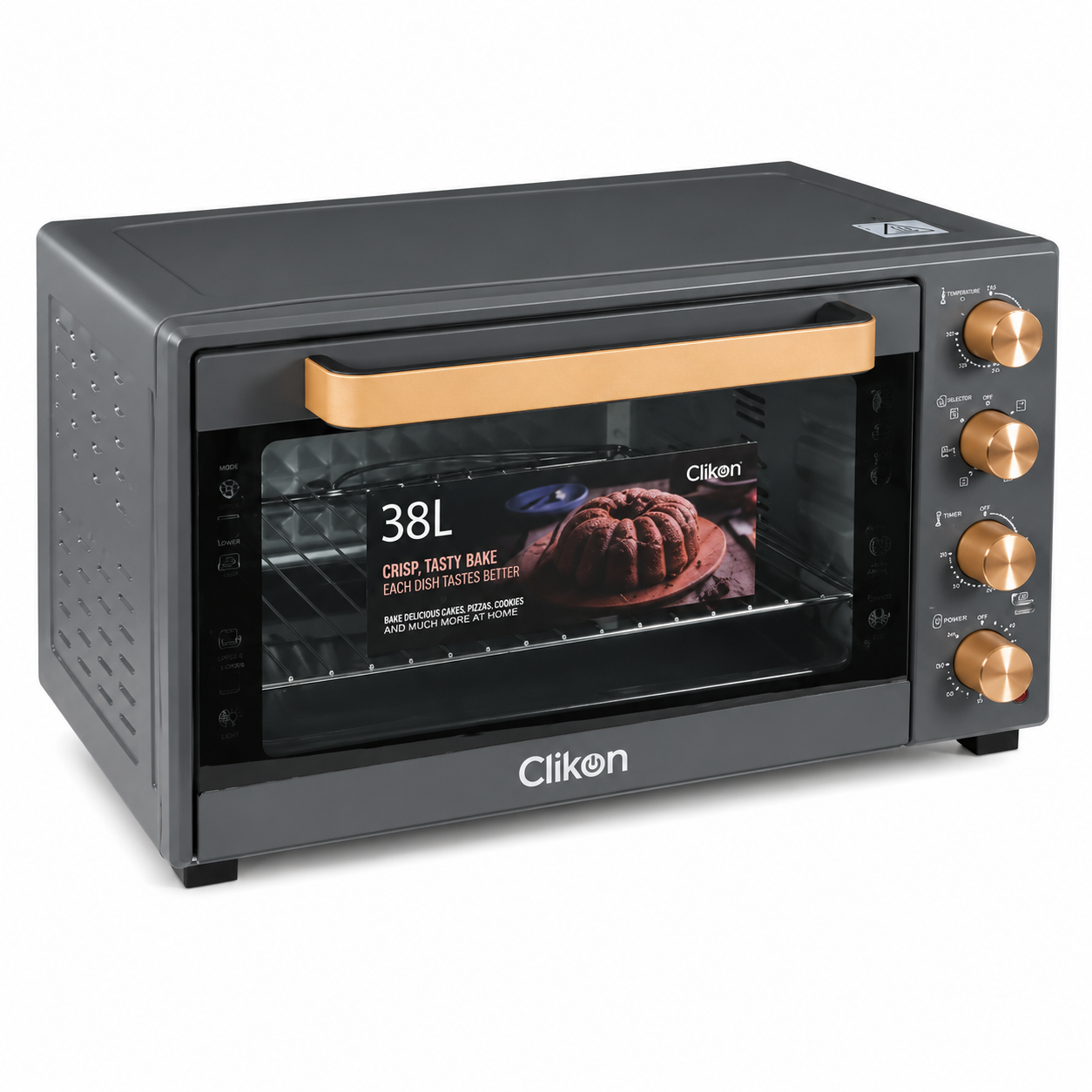 Clikon CK4360 DualChef Grill & Bake Electric Oven 38L | Rotisserie Convection Oven | 1600W