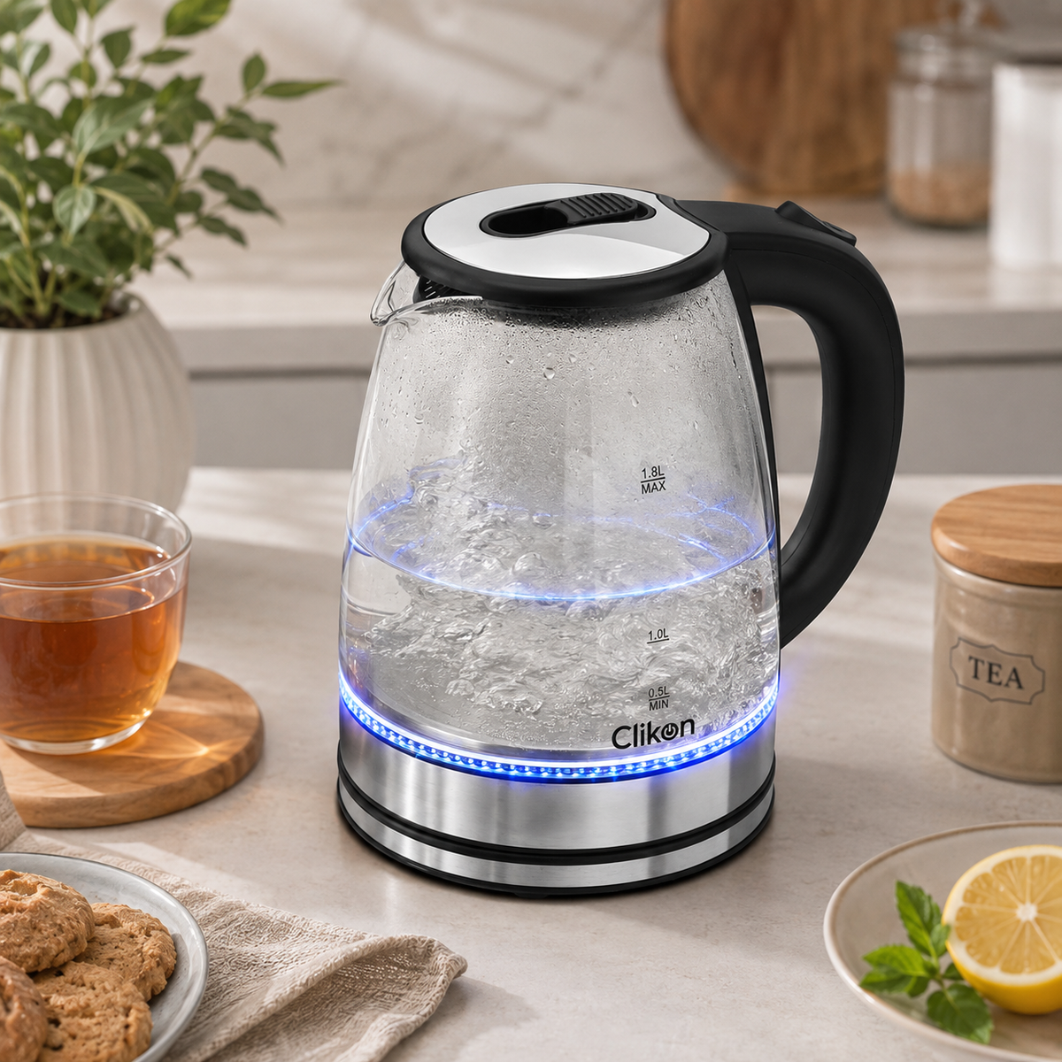 Clikon CK5138 1.8L Glass Kettle 1500W | Auto Shut-Off