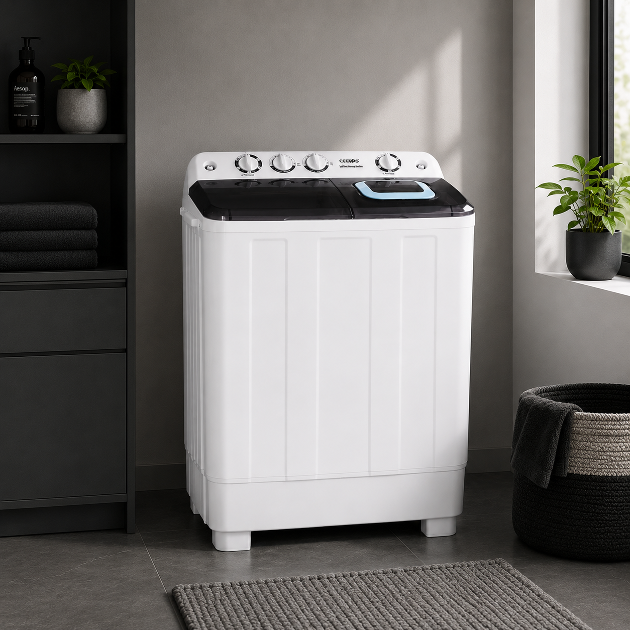 Clikon CK614 Semi Automatic Twin Tub Washing Machine 12KG | Top Load | Energy Saving | Free Standing