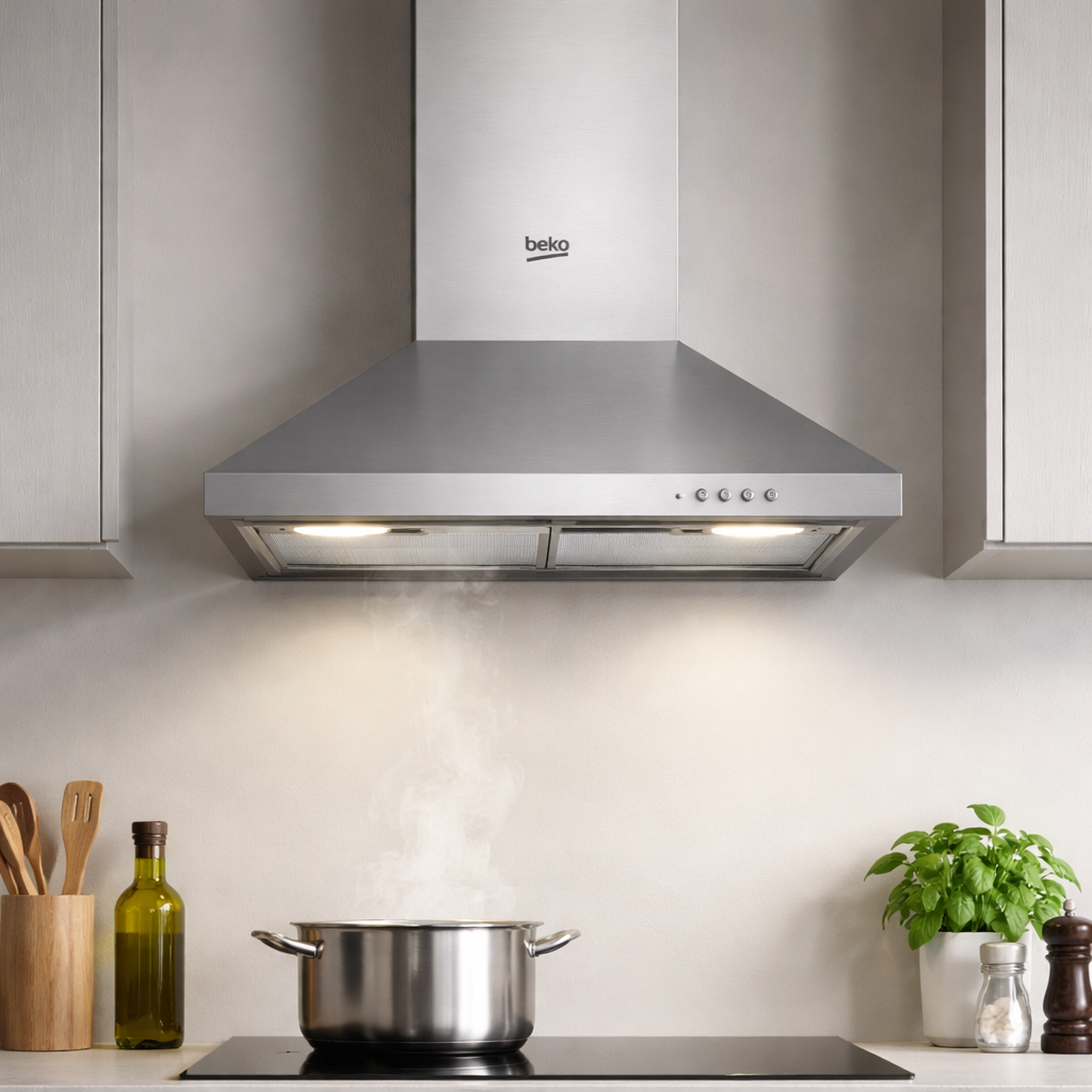 Beko 60cm Built-In Wall Mounted Hood CWB6441XN – Stainless Steel, 3 Speeds