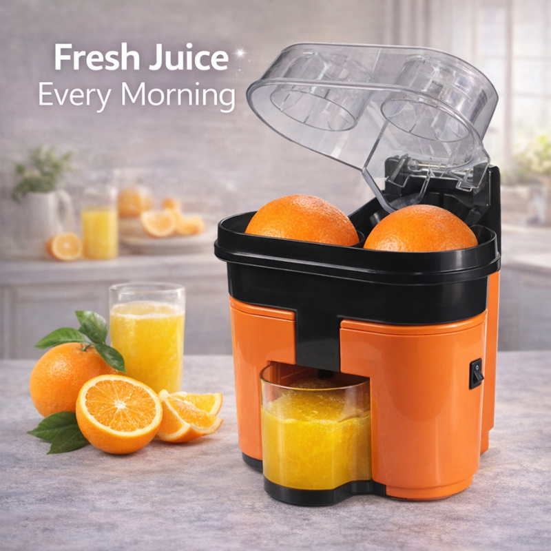 Clikon CK2258 2-in-1 Citrus Juicer – 90W Dual Squeezer with Built-in Citrus Slicer, One-Touch Operation, Easy Clean – Orange & Black (2 Year Warranty)