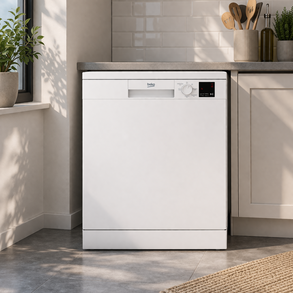 Beko 13 Place Setting Dishwasher DVN05320W – A++ Energy, 5 Programs, Half Load, White