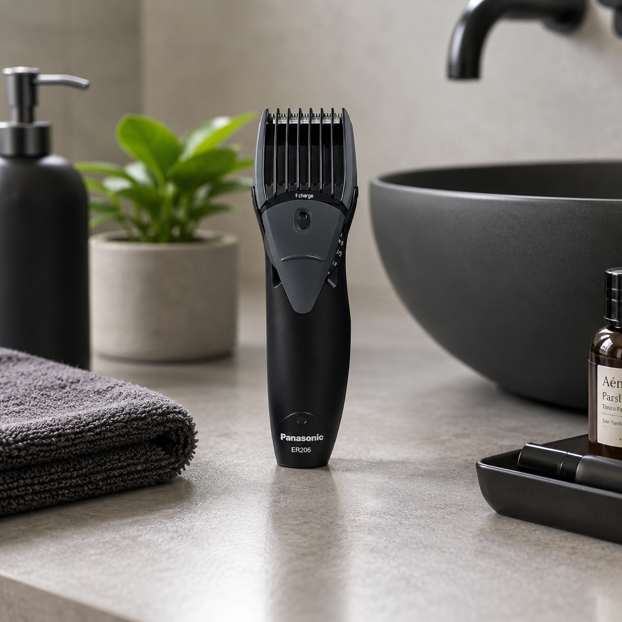 PANASONIC ER206 Rechargeable Beard & Hair Trimmer | 12 Cutting Length Adjustments | Ergonomic Design with Front Disk Dial