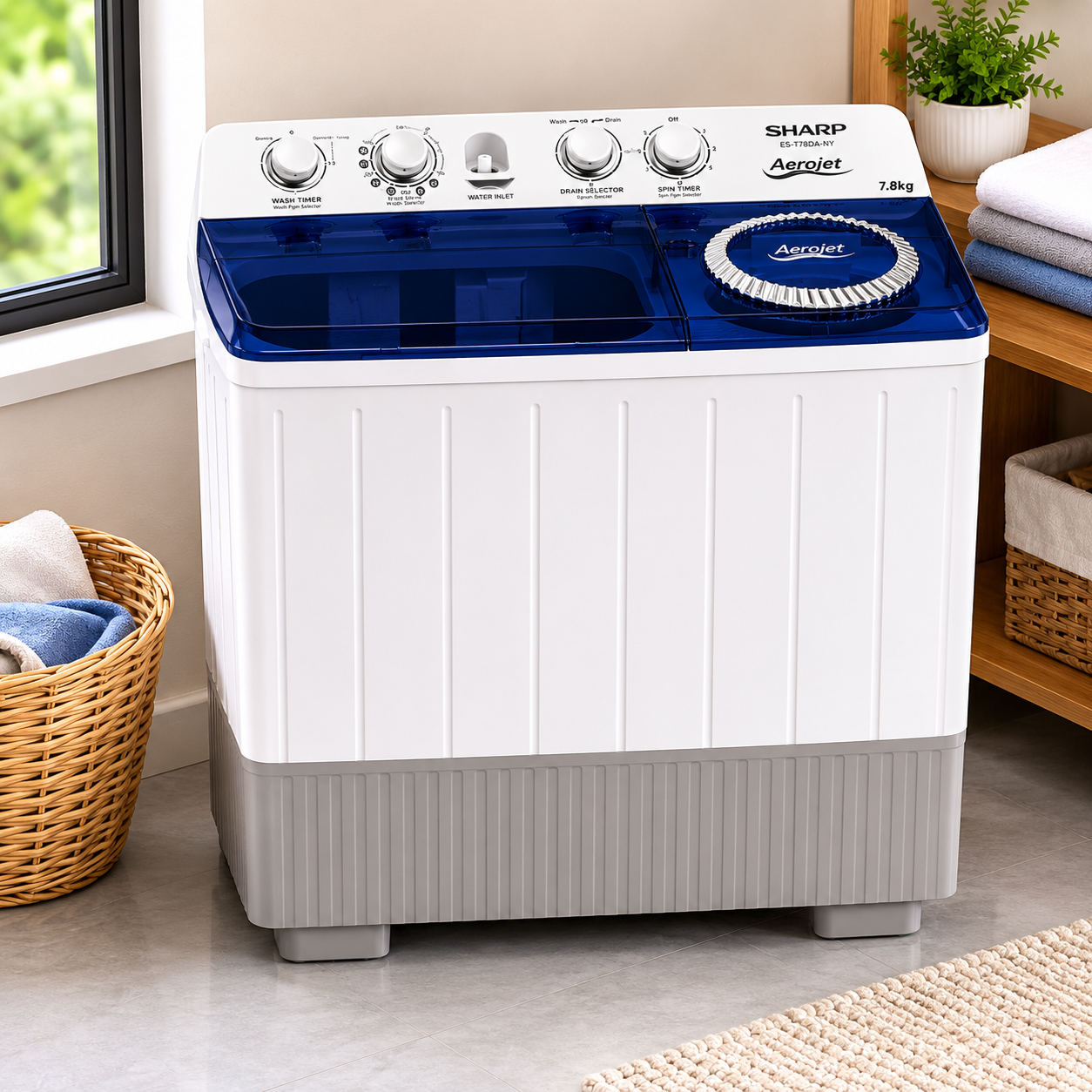 Sharp ES-T127AP-Z Twin Tub Washing Machine 12KG | Semi Automatic | White