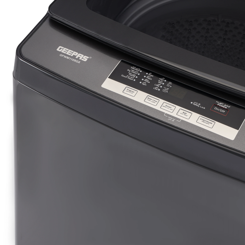 Geepas 10KG Fully Automatic Washing Machine GFWM1109LCS | Digital Display | Air Dry | Child Lock