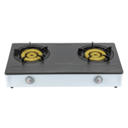 Geepas Stainless Steel Gas Cooker 2 Burner GGC31049 | Auto Ignition | Cast Iron Burners | Low Gas Consumption