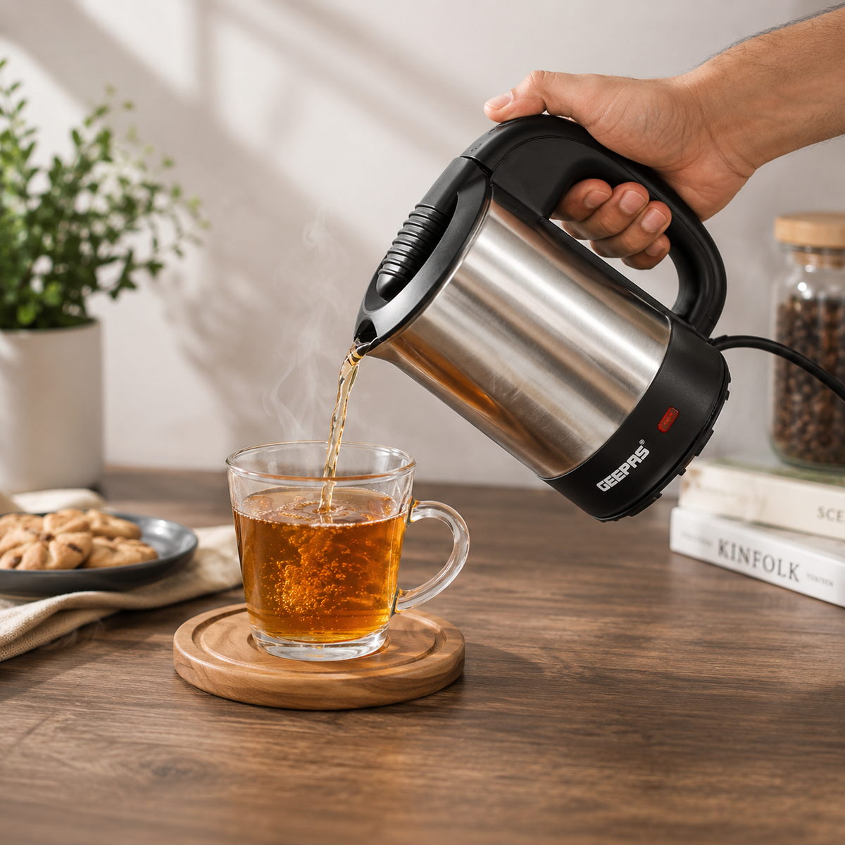 Geepas GK175 0.5L Travel Kettle 1100W | Stainless Steel