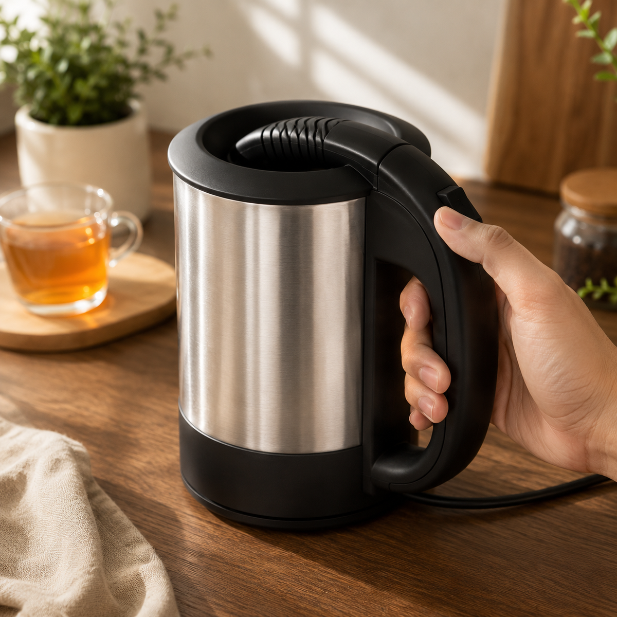 Geepas GK175 0.5L Travel Kettle 1100W | Stainless Steel