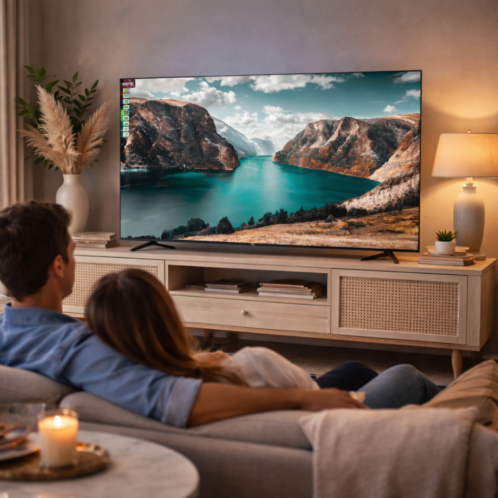 Geepas 55 Inch 4K Ultra HD Smart LED TV GLED5507SWUHD | Voice Assistant | Bluetooth | AirPlay | Gaming Ready