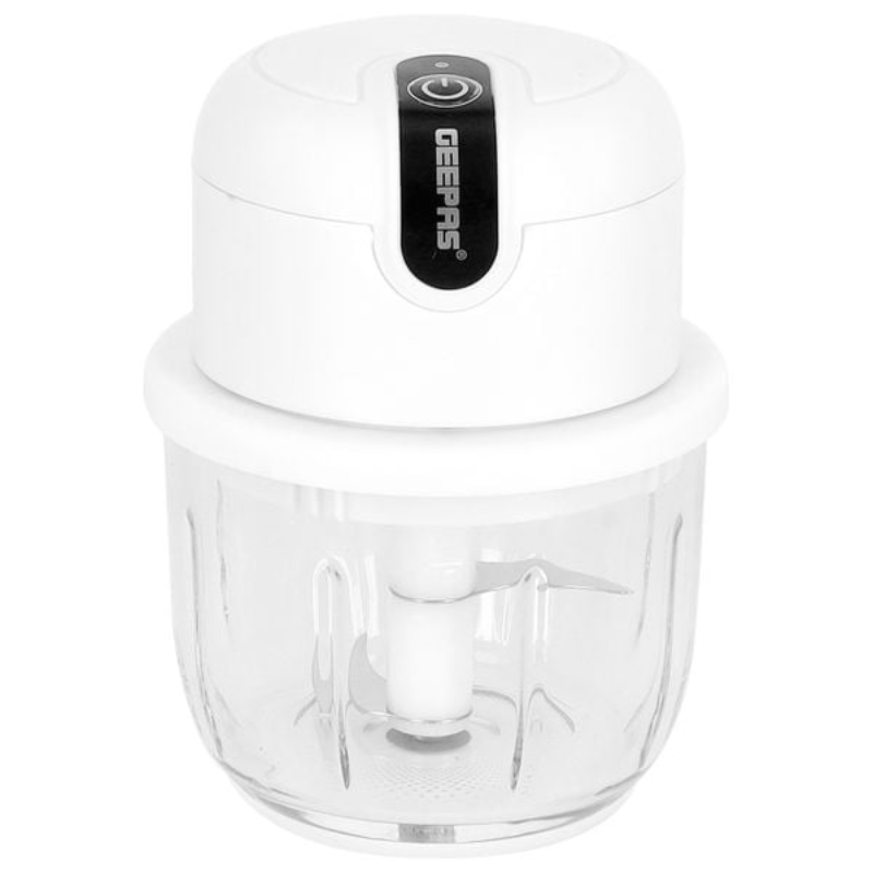 Geepas Rechargeable Mini Chopper GMC42022 | 300ML Glass Bowl | USB Charging | 1300mAh Battery