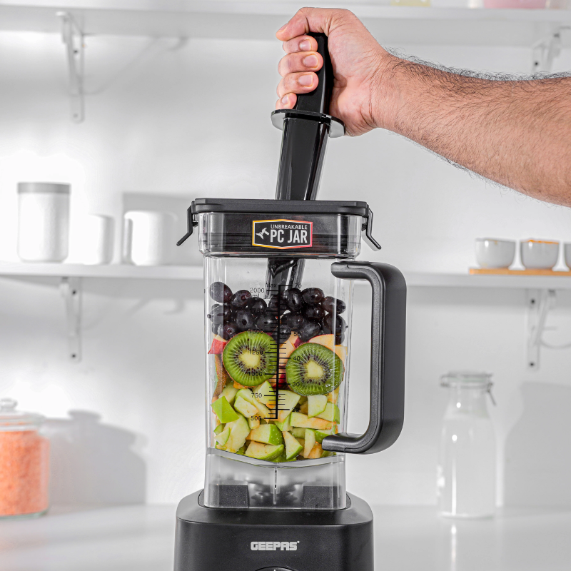 Geepas Professional Blender 2000W GSB44078N | 2L Jar | 6-Blade Stainless Steel | 5 Speed + Pulse | Heavy Duty