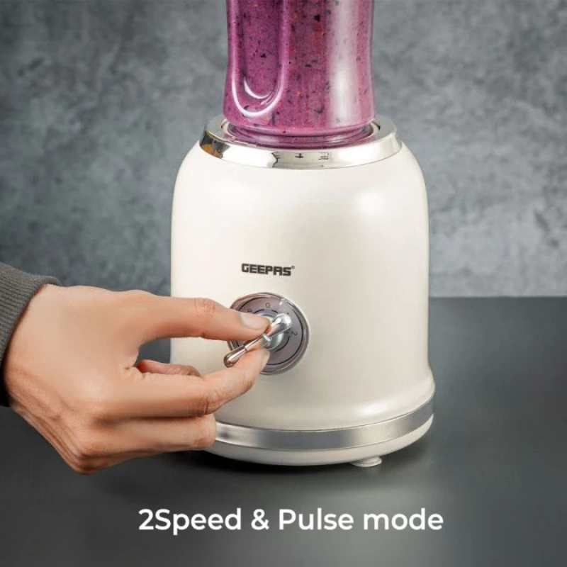 Geepas Personal Blender 300W GSB44113 | 600ml Bottle | 2 Speed + Pulse | BPA-Free | Portable Smoothie Maker