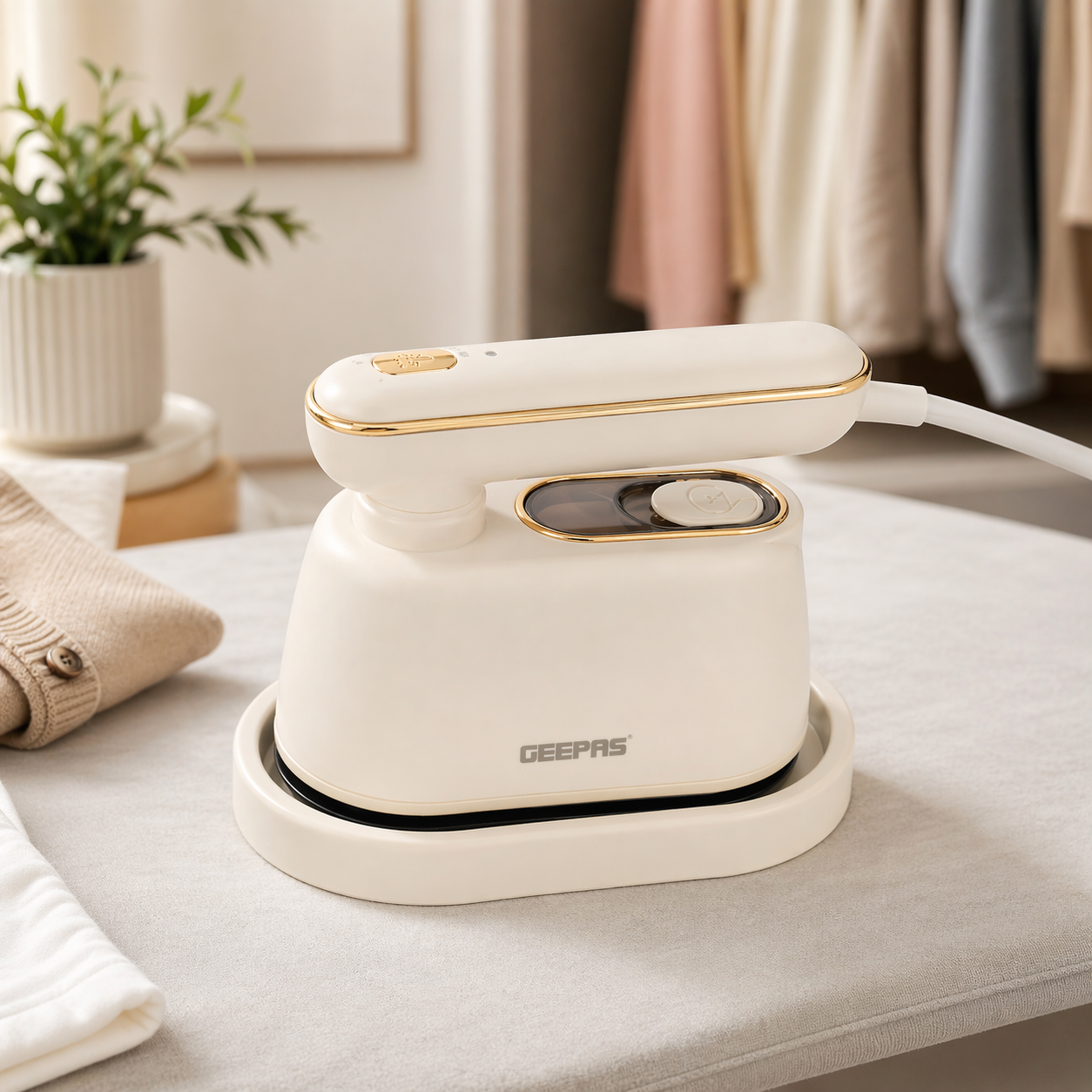 Geepas Handheld Steam Iron 1000W GSI24027 | Vertical & Horizontal Steaming | Fast Heat-Up | Compact Travel Design