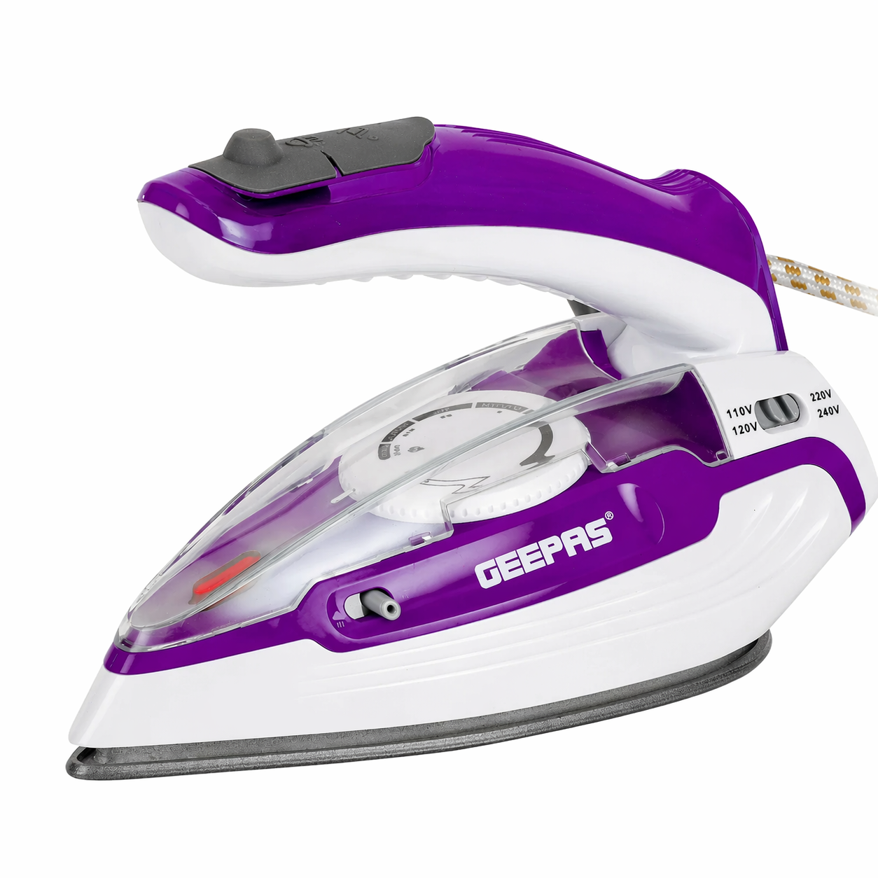 Geepas Travel Steam Iron 1100W GSI7805N | Compact | Teflon Soleplate | Steam Burst | Foldable Handle