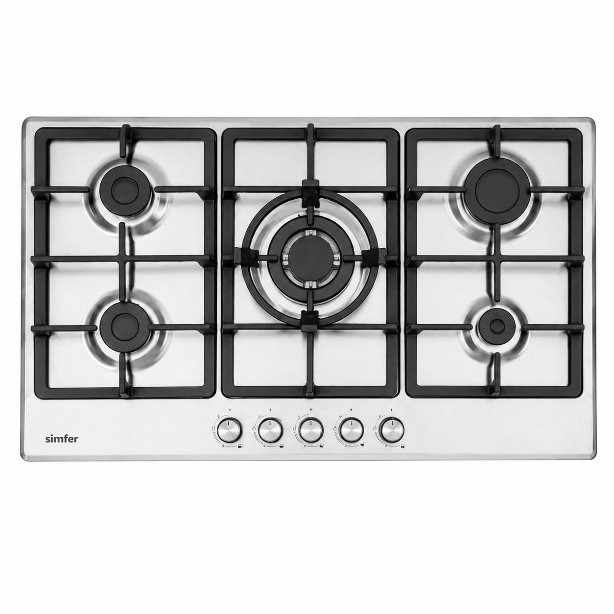 SIMFER H9500VGWIM 90cm Built-in Gas Hob | 5 Burners | Full Flame Safety | Stainless Steel