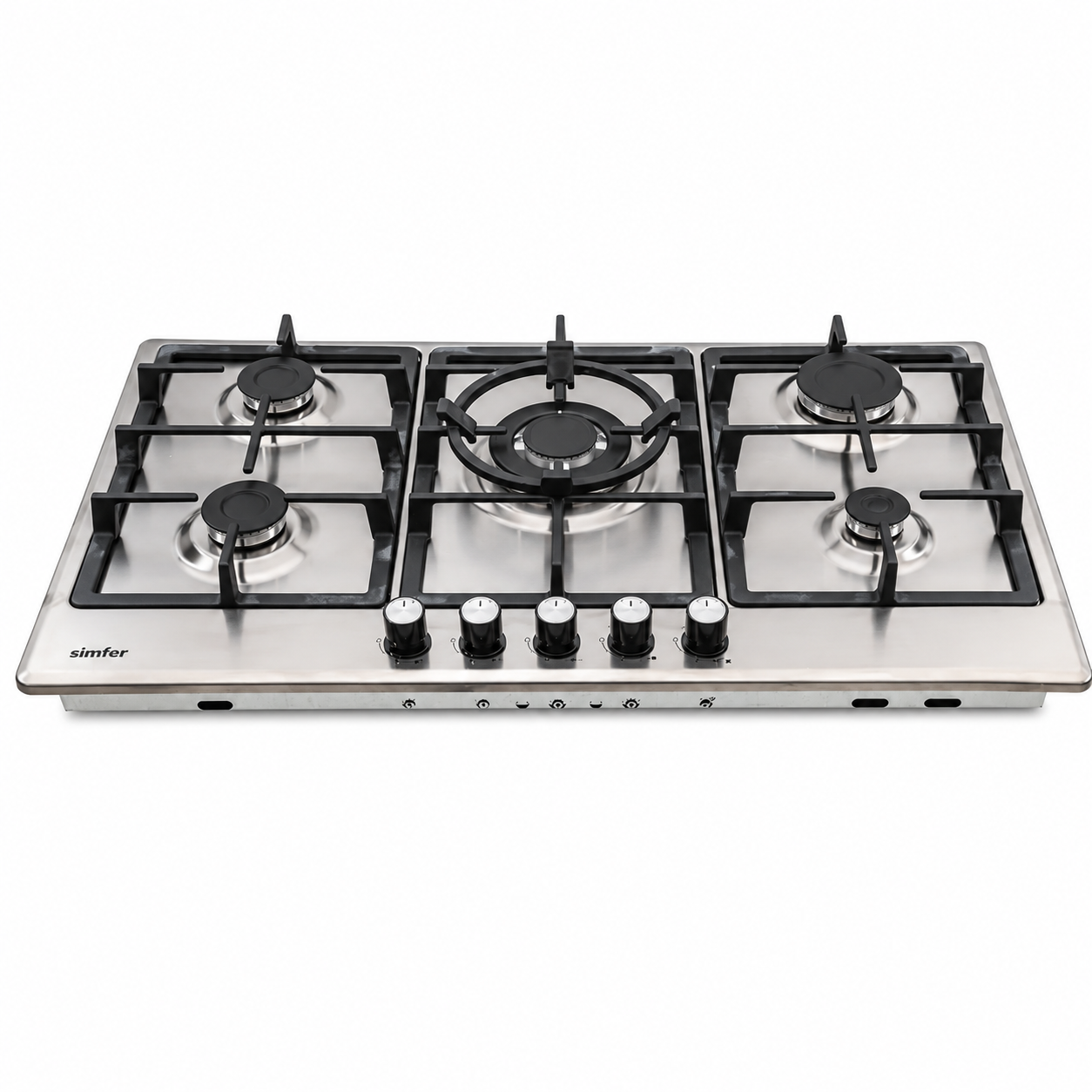 SIMFER H9500VGWIM 90cm Built-in Gas Hob | 5 Burners | Full Flame Safety | Stainless Steel