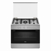 Haier 90x60cm Free Standing Gas Cooker HCR9060GT1 | 5 Gas Burners | 110L Oven | Full Safety | Inox Silver