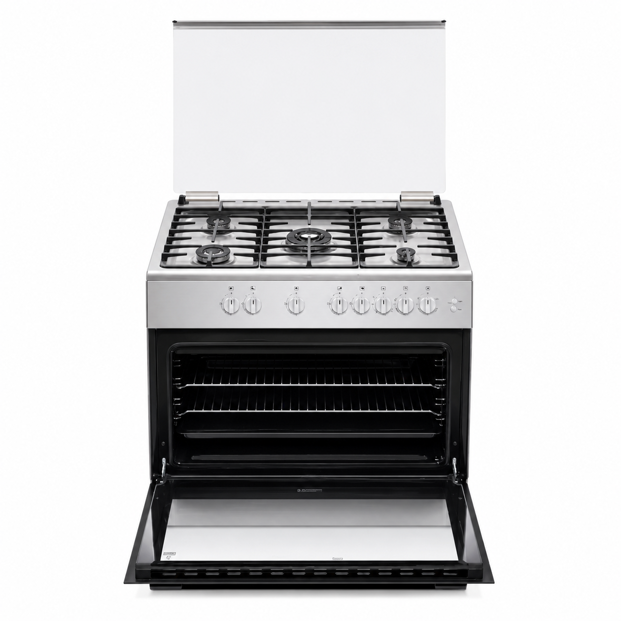 Haier 90x60cm Free Standing Gas Cooker HCR9060GT1 | 5 Gas Burners | 110L Oven | Full Safety | Inox Silver
