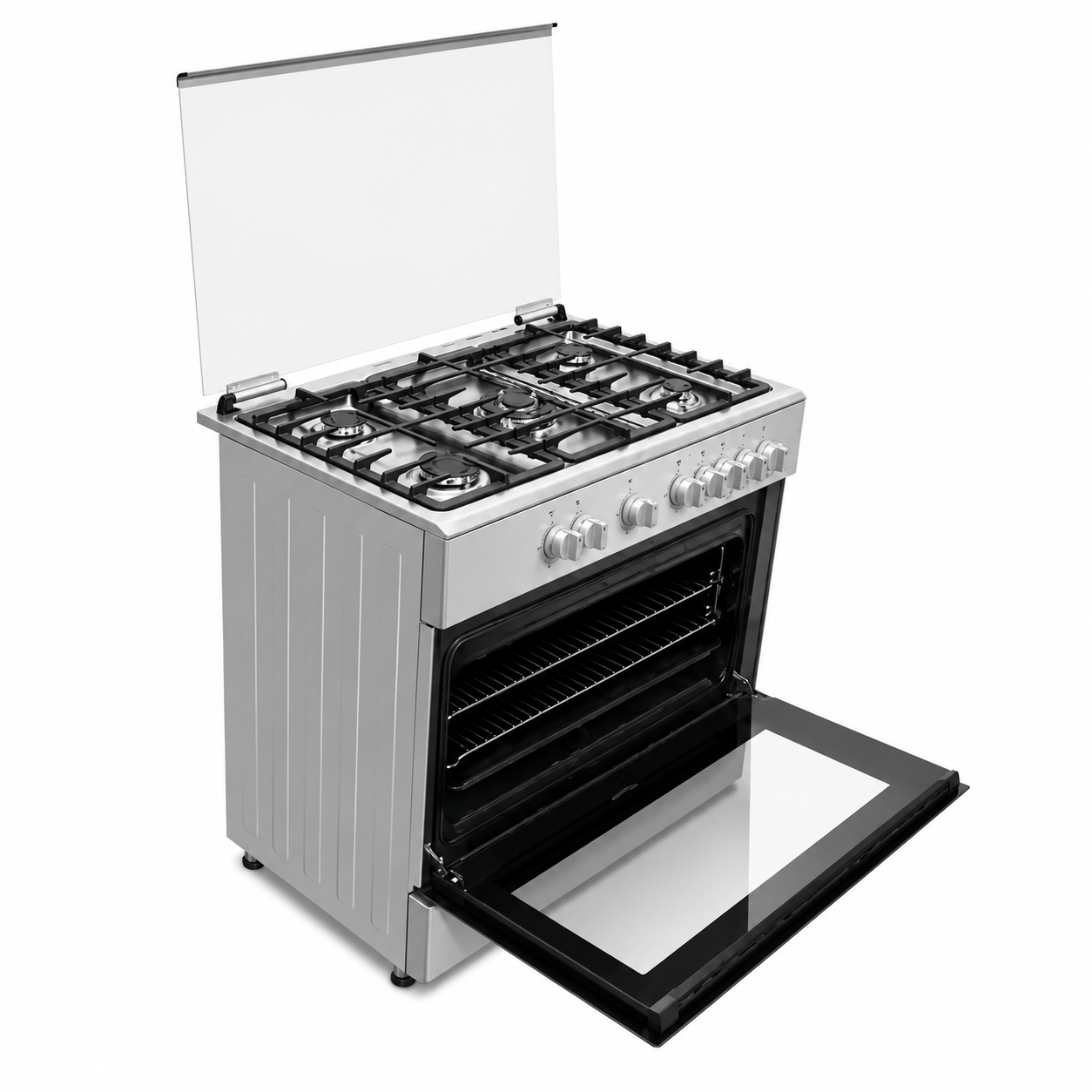 Haier 90x60cm Free Standing Gas Cooker HCR9060GT1 | 5 Gas Burners | 110L Oven | Full Safety | Inox Silver