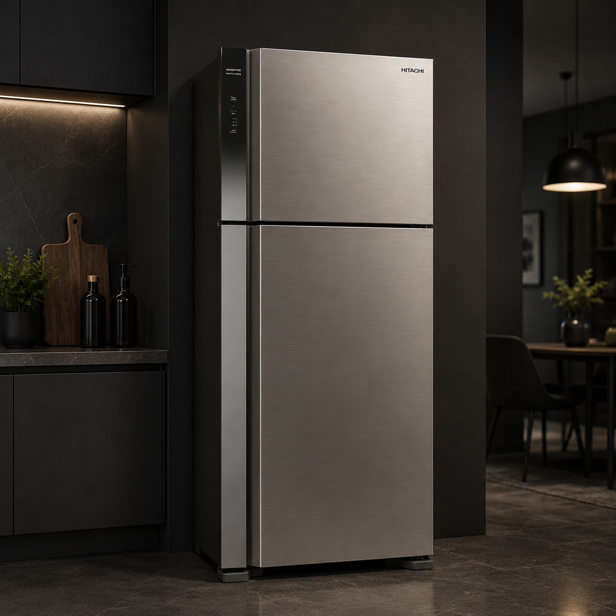 HITACHI 650L Double Door Refrigerator | Inverter Dual Fan Cooling | Brilliant Silver | HRTN7489DFBSLGF