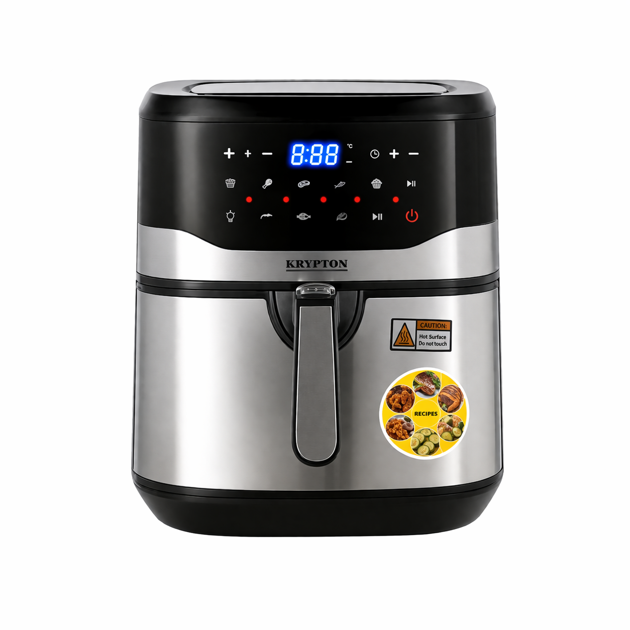 Krypton Digital Air Fryer KNAF6585 | 9.5L Capacity | LED Touch Control | Oil-Free Cooking | 10 Presets