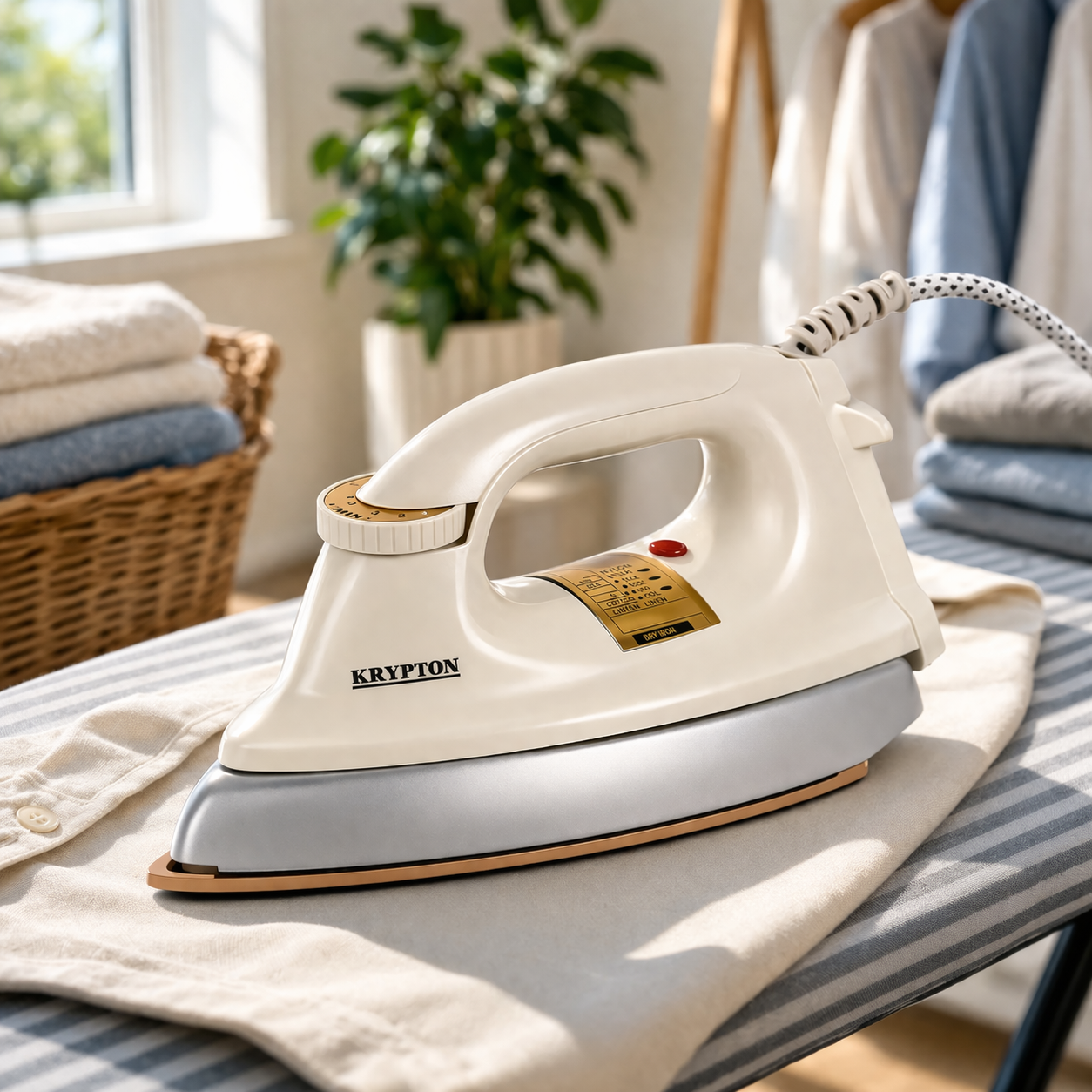 Krypton Dry Iron KNDI5216N | 1200W Heavy Weight Iron | Non-Stick Teflon Coating | Automatic Off