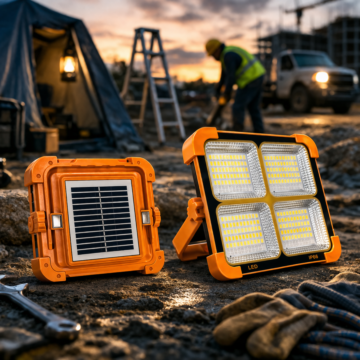 Krypton Rechargeable Work Light with Solar Panel KNE5169N | LED Emergency Flood Light | Energy Saving Light Oman