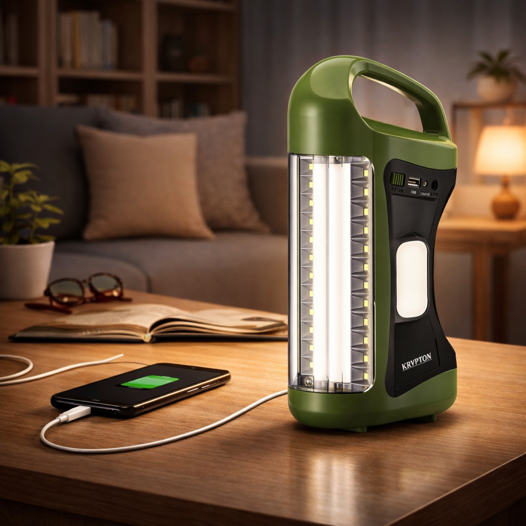 Krypton Rechargeable LED Lantern KNE5500 | 60 Hours Backup | USB Output & Solar Charging